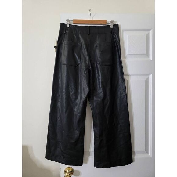 Anthropologie Maeve The Colette Cropped Wide-Leg Pants Faux-Leather Edition 31 N - Picture 11 of 12